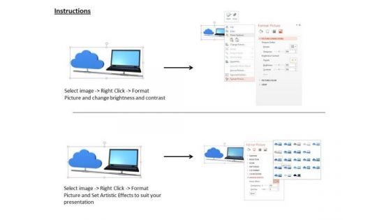 Stock Photo Laptop With Blue Cloud Icon Pwerpoint Slide