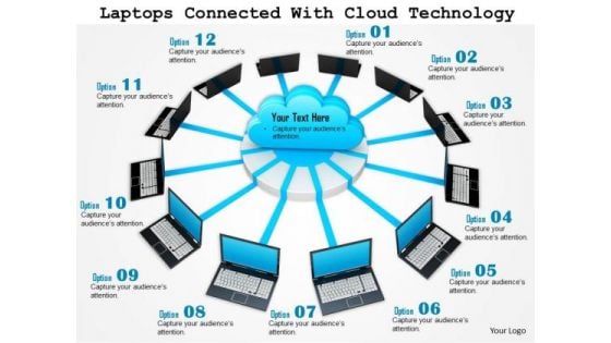 Stock Photo Laptops Connected With Cloud Technology PowerPoint Slide