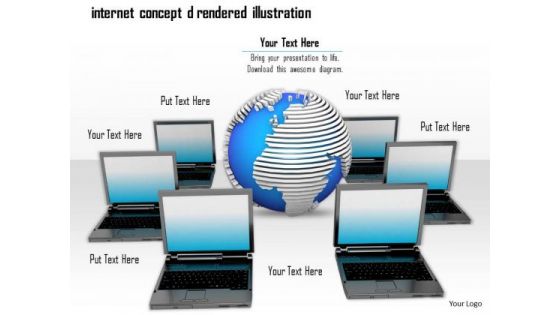 Stock Photo Laptops With Globe Textured Internet Concept PowerPoint Slide