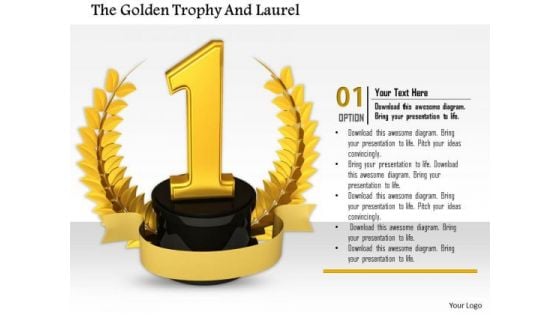 Stock Photo Laurel Award For Number One Winner PowerPoint Slide