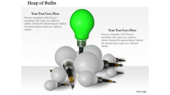 Stock Photo Leader Green Bulb In White Bulbs PowerPoint Slide