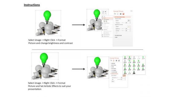 Stock Photo Leader Green Bulb In White Bulbs PowerPoint Slide