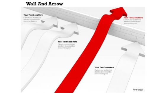 Stock Photo Leader Red Arrow Jumping The Wall PowerPoint Slide Stock Photo Leader Red Arrow Jumping The Wall PowerPoint Slide
