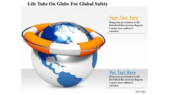 Stock Photo Life Tube On Globe For Global Safety Image Graphics For PowerPoint Slide