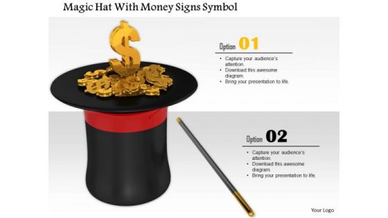 Stock Photo Magic Hat With Gold Coins PowerPoint Slide