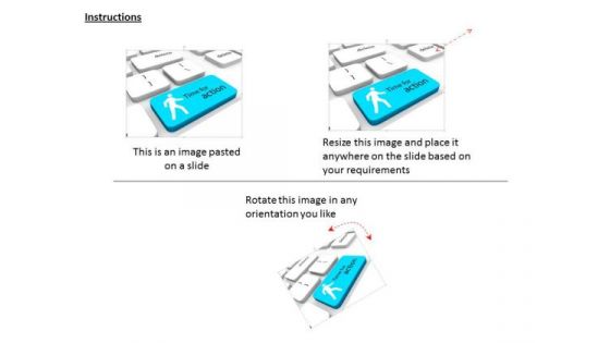 Stock Photo Man Icon With Time For Action On Key PowerPoint Slide