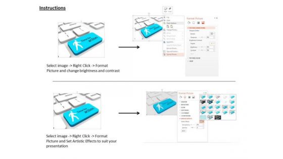 Stock Photo Man Icon With Time For Action On Key PowerPoint Slide