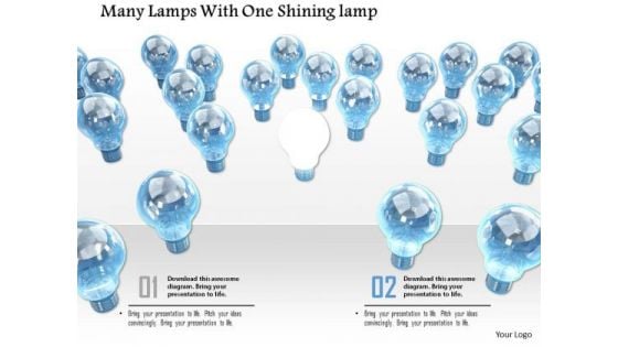 Stock Photo Many Lamps With One Shining PowerPoint Slide
