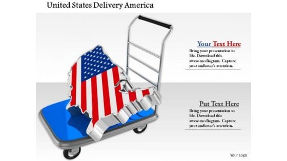 Stock Photo Map Of United States On Trolley PowerPoint Slide