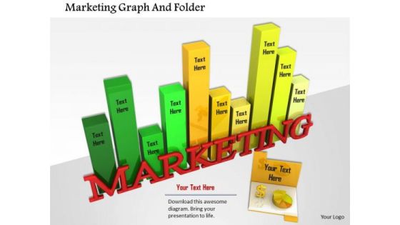 Stock Photo Marketing Graph And Folder PowerPoint Slide