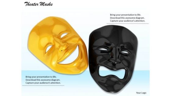 Stock Photo Masks With Happy And Sad Emotions Pwerpoint Slide