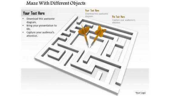 Stock Photo Maze With Arrows PowerPoint Slide