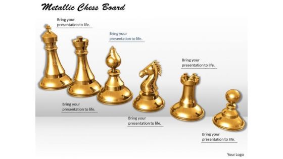 Stock Photo Metallic Chess Board PowerPoint Slide