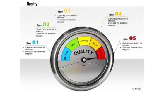 Stock Photo Meter Showing Excellent Level Of Quality PowerPoint Slide