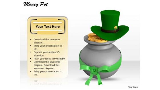 Stock Photo Money Pot And Hat PowerPoint Slide