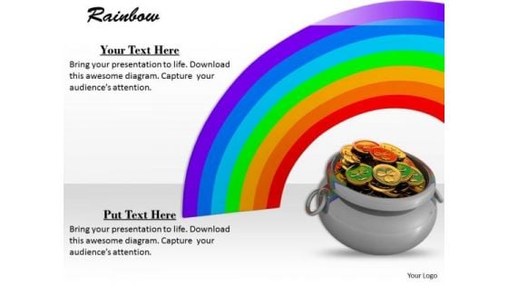 Stock Photo Money Pot With Rainbow In Background PowerPoint Slide