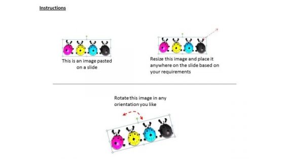 Stock Photo Multicolored Lady Bugs For Cmyk Concept PowerPoint Template