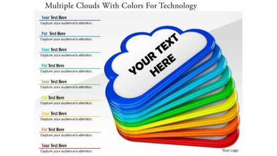 Stock Photo Multiple Clouds With Colors For Technology PowerPoint Slide