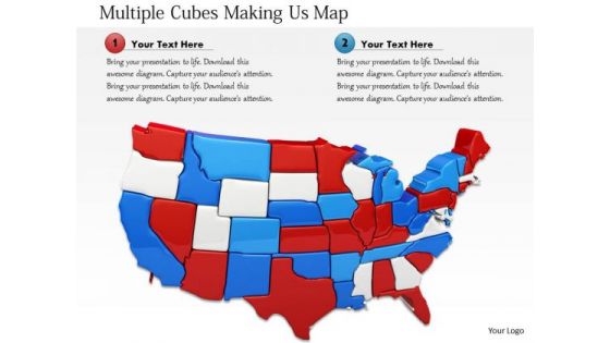 Stock Photo Multiple Cubes Making Usa Map PowerPoint Slide