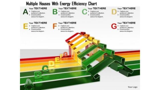 Stock Photo Multiple Houses With Energy Efficiency Chart PowerPoint Slide