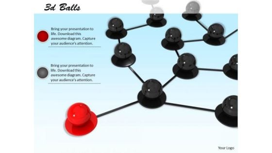 Stock Photo Network Of Black Balls With Red Ball Leading PowerPoint Slide