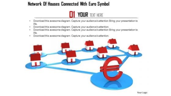 Stock Photo Network Of Houses Connected With Euro Symbol PowerPoint Slide