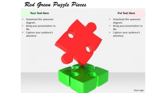 Stock Photo New Business Strategy Red Green Puzzle Pieces Icons