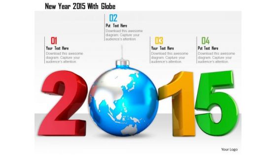 Stock Photo New Year 2015 With Globe PowerPoint Slide