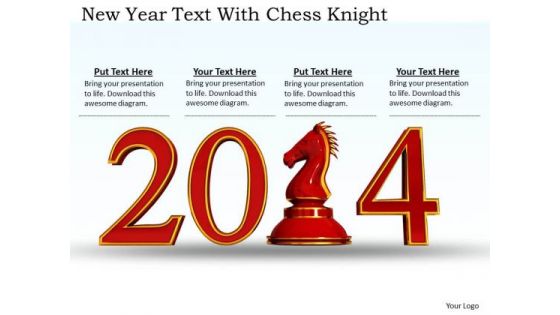 Stock Photo New Year Text With Chess Knight PowerPoint Slide