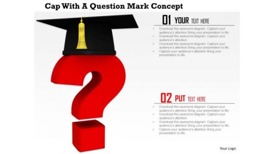 Stock Photo One Academic Cap With Question Mark PowerPoint Slide