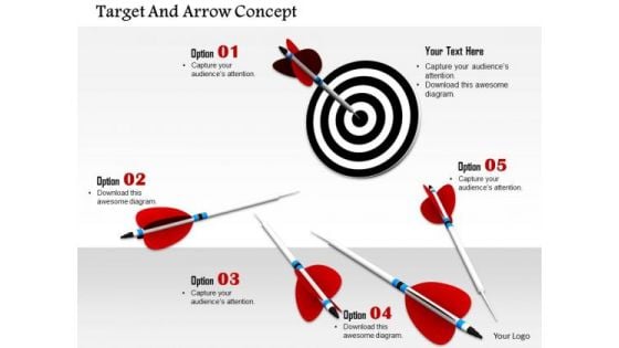 Stock Photo One Red Arrow Hits On Target PowerPoint Slide