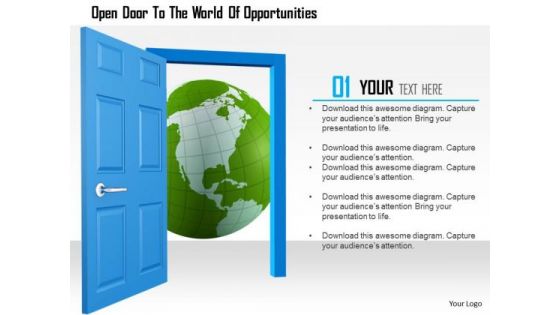Stock Photo Open Door To The World Of Opportunities PowerPoint Slide