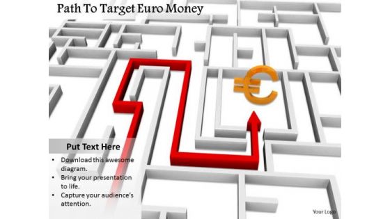 Stock Photo Path To Target Euro Currency Symbol PowerPoint Slide
