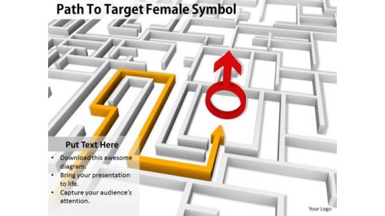 Stock Photo Path To Target Female Symbol PowerPoint Slide