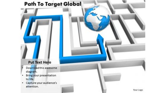 Stock Photo Path To Target Globe PowerPoint Slide