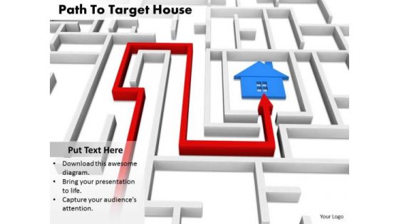 Stock Photo Path To Target House PowerPoint Slide