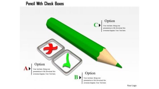 Stock Photo Pencil With Check Boxes PowerPoint Slide