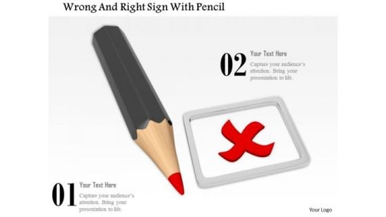 Stock Photo Pencil With Red Wrong Sign PowerPoint Slide