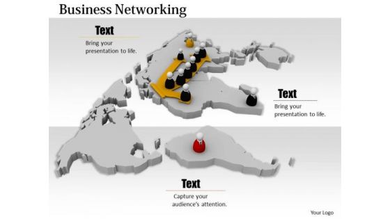 Stock Photo People On World Map For Business Networking PowerPoint Slide