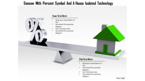Stock Photo Percent Symbol With House On Seesaw For Real Estate PowerPoint Slide
