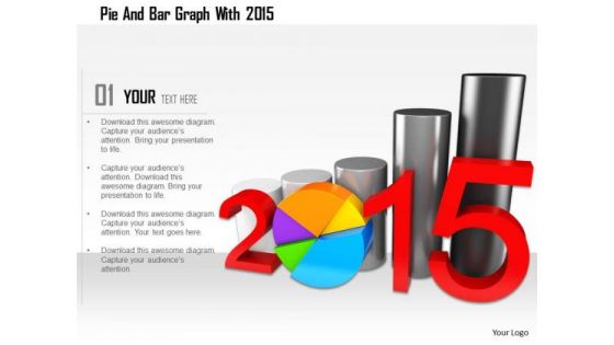 Stock Photo Pie And Bar Graph With 2015 PowerPoint Slide