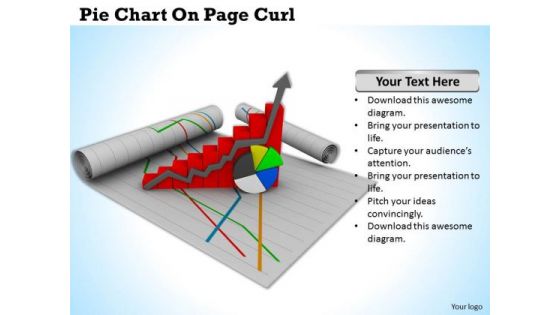 Stock Photo Pie Chart On Page Curl PowerPoint Slide