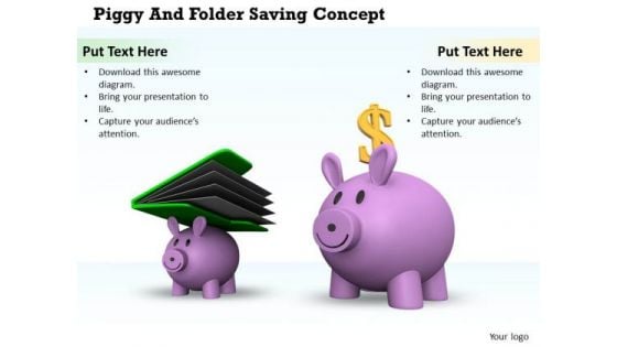 Stock Photo Piggy Bank And Folder Saving Concept PowerPoint Slide