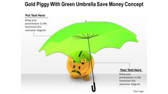 Stock Photo Piggy Bank Under Green Umbrella PowerPoint Slide