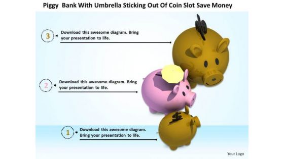 Stock Photo Piggy Bank With Currency Symbols And Umbrella PowerPoint Slide