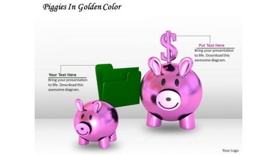 Stock Photo Piggy Banks Green Folder PowerPoint Slide