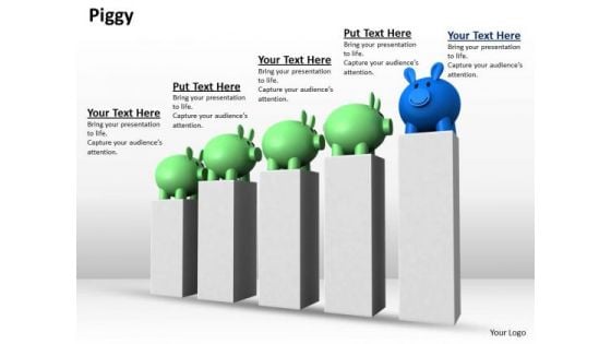 Stock Photo Piggy Banks Of Bar Graph PowerPoint Slide