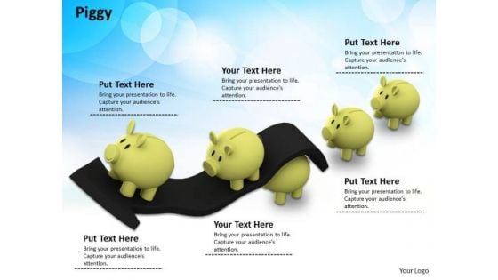 Stock Photo Piggy Banks On Growth Arrow PowerPoint Slide