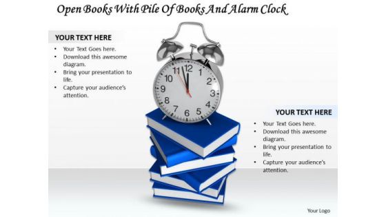 Stock Photo Pile Of Books And Alarm Clock PowerPoint Slide