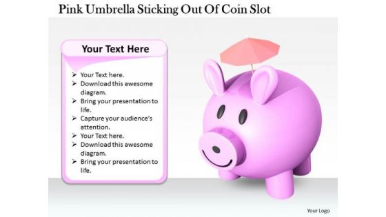 Stock Photo Pink Piggy Bank Under Umbrella PowerPoint Slide